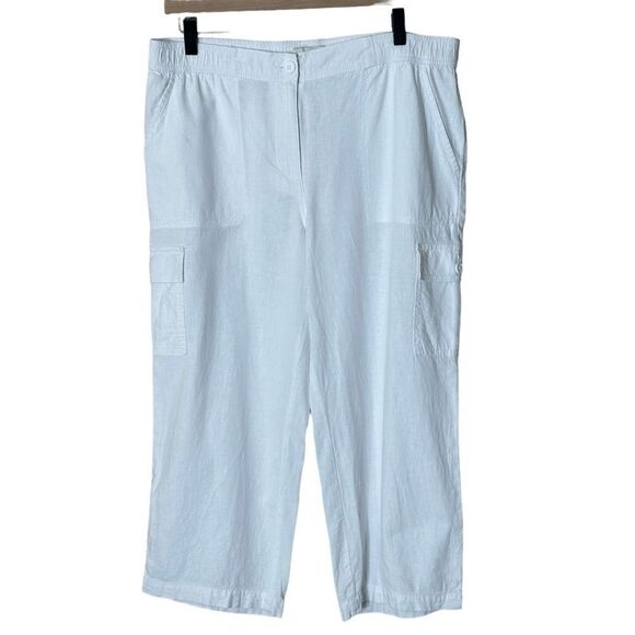 Talbots Linen Cotton Blend White Capris Women's Size 12 - Picture 5 of 6